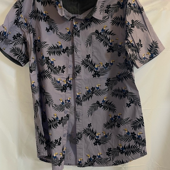 Tropical Print Men's Shirt L purple - Picture 2 of 5